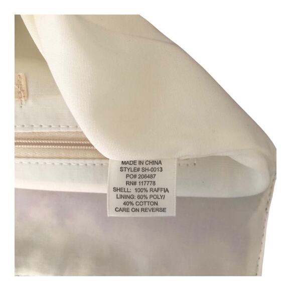 LoveStitch NIP Canary Islands Raffia Zig Zag Clutch Cream Pink Teal Navy Yellow - Picture 11 of 13